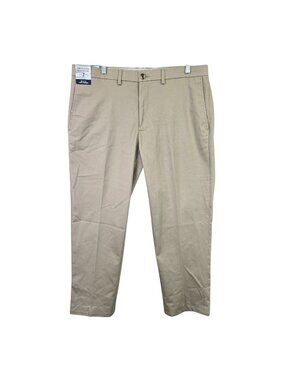 Mens Hagger Khaki Beige Straight Fit Pants Iron Free Cotton Blend Size 36X29